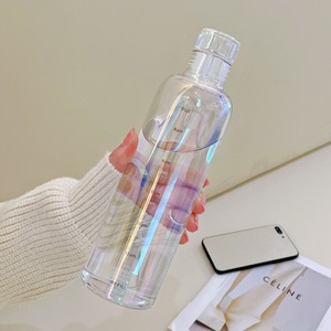 Summer Hot Sell <strong>Personalized</strong> BPA Free Eco Friendly Nice clear Iridescent Girl Glass <strong>Water</strong> <strong>Bottles</strong> With Lids and Time Marker - Product Image 1