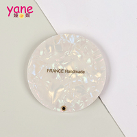 Miroir de maquillage rond en acétate tendance, motif écaille de tortue et marbre, miroir de poche en acide acétique avec logo personnalisé