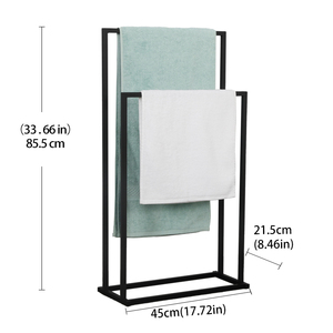 Portasciugamani in metallo nero a 2 strati <span class=keywords><strong>per</strong></span> piccoli spazi <span class=keywords><strong>porta</strong></span> <span class=keywords><strong>asciugamani</strong></span> a mano con doppi livelli <span class=keywords><strong>per</strong></span> il lavaggio del pavimento del <span class=keywords><strong>bagno</strong></span> - Product Image 2