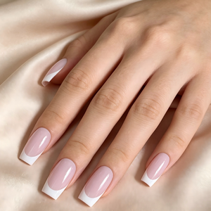 Vente en gros de faux <span class=keywords><strong>ongles</strong></span> à presser personnalisés avec étiquette privée, style French Tip, assortiment de couleurs nude rose brillantes - Product Image 2