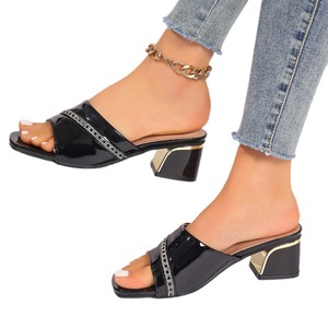 รองเท้าส้นหนาหัวเหลี่ยมแบบเปิดนิ้วเท้า ไซส์ใหญ่ แฟชั่นรองเท้าส้นสูงสำหรับผู้หญิง ฤดูร้อน รุ่นใหม่ล่าสุด แฟชั่นเสื้อผ้าสำหรับออกนอกบ้าน - Product Image 5