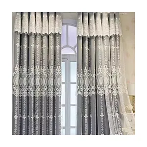 European Style Embroidery Lace Luxury Blackout Double Layers Curtain For Bedroom Living Room All-season