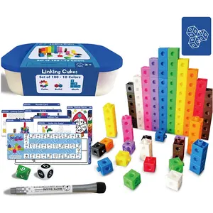 Arcoíris de matemáticas para niños, bloques de números, juguetes de conteo, Cubo de enlace a presión, contadores de matemáticas con juego de tarjetas de actividad, aprendizaje