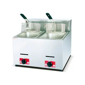 Hot Sale Commercial Restaurant Equipment Potato Chips Fryer Machine 2-Tank Gas Deep Fryer