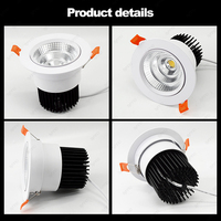 Spot LED encastré au plafond anti-éblouissement COB réglable 10W 20W 30W 40W 50W, downlight moderne en aluminium à intensité variable