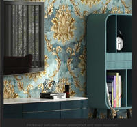 Papier peint en vinyle PVC à motif Damas, autocollant mural imperméable, rouleau pour salon, chambre à coucher, décoration de la maison