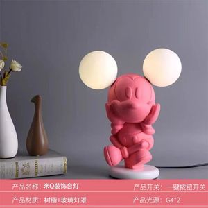Nuevos fabricantes de iluminación LIGHTOPS Nueva lámpara de <span class=keywords><strong>mesa</strong></span> de Mickey Mouse rosa de dibujos animados creativos para la habitación de los niños - Product Image 2