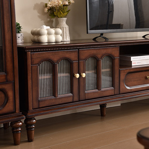 Mueble de TV de Estilo Vintage Francés, Mueble de Madera para Sala de Estar con Almacenamiento - Product Image 4