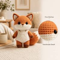 Porte-clés en peluche personnalisé de luxe, unique, durable, premium, adorable, fait main, en forme de renard, tricoté sur mesure