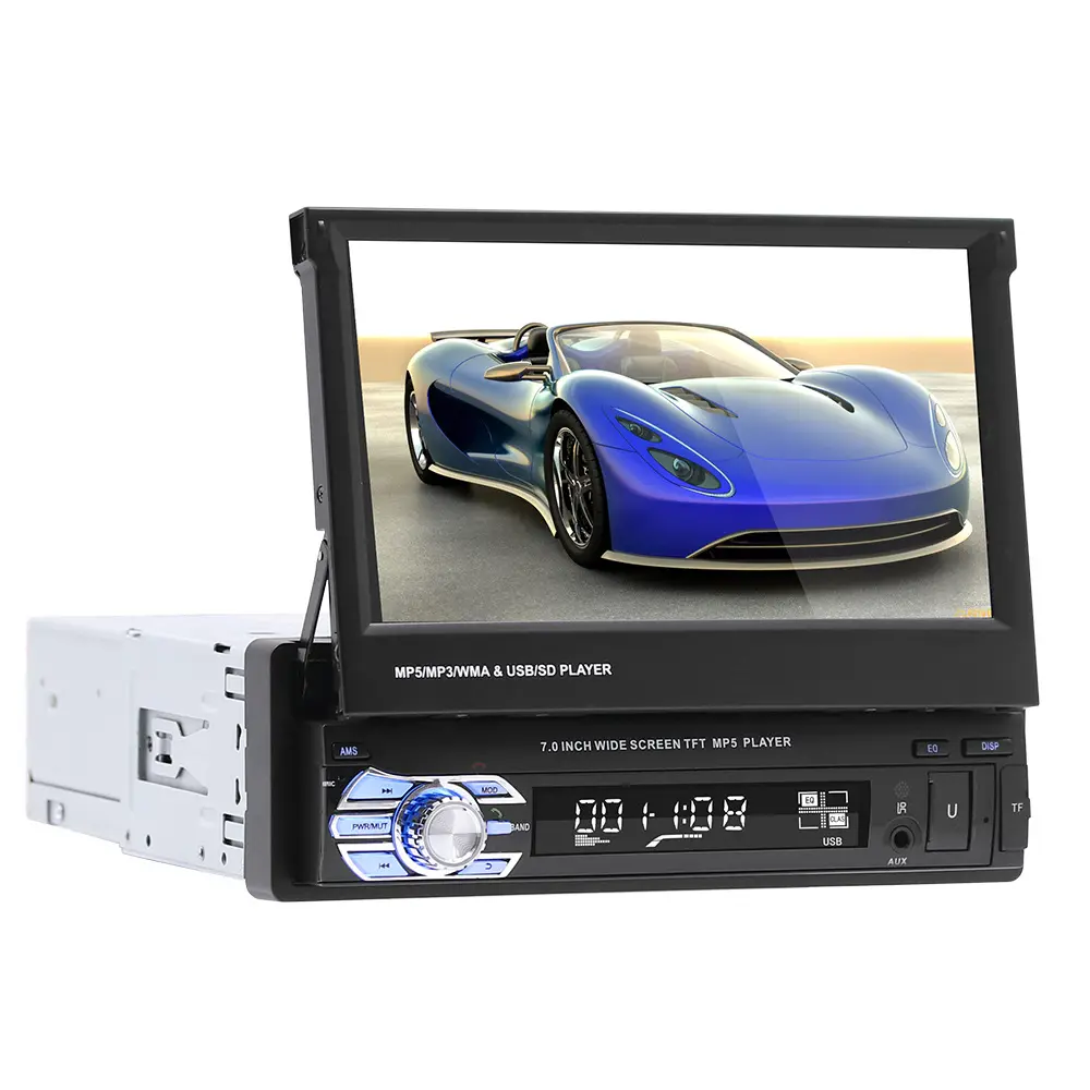 OEM C0741 stereo car radio Bluetooth 1 Din 7 "HD retractable touch screen car display MP5 SD FM USB player radio+spare camera