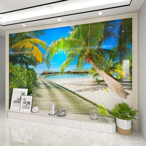 <span class=keywords><strong>Papier</strong></span> <span class=keywords><strong>Peint</strong></span> Mural Personnalisé de Toutes Tailles 3D Paysage Marin Paysage Cocotier Plage <span class=keywords><strong>Fresque</strong></span> Salon TV Canapé Chambre <span class=keywords><strong>Papier</strong></span> <span class=keywords><strong>Peint</strong></span> - Product Image 2