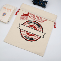 Sac de Noël en toile avec cordon de serrage, motif Père Noël, faible MOQ, impression personnalisée, sac cadeau Noël thème Bureau de poste du Pôle Nord, prix usine