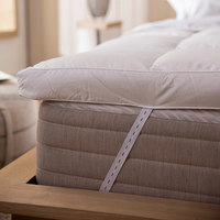 Luxuriöser Daunen-Pillow-Top-Matratzentopper mit verstellbarem Knopfband-System, weicher Baumwoll-Perkal-Bezug, Hotelqualität Federbett-Topper