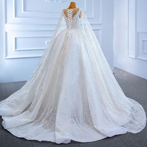 Para Jancember RSM67228 vestido de baile moderno vestido de novia para mujer con cuello en V Robe De Marie con mangas largas y decoración de encaje - Product Image 5