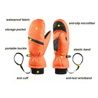 Gants de ski d'hiver chauds et épais avec doublure en peluche, imperméables, durables, résistants à l'usure, paume antidérapante, bracelet anti-perte pour poignet, pour temps froid
