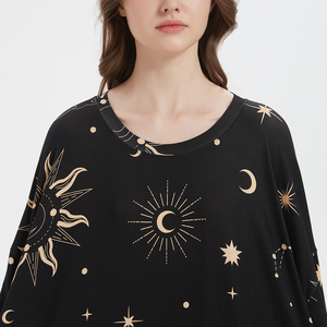 Usine chinoise de pyjamas imprimés avec poche, chemise de nuit grande taille pour <span class=keywords><strong>femme</strong></span>, vêtements de nuit, robe de nuit, t-shirt de sommeil en gros pour l'été - Product Image 5