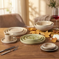 Service de table en céramique et porcelaine texturée craquelée teintée ST – Assiettes creuses et bols – Fournitures hôtelières et banquet – Anti-rayures et résistant au four