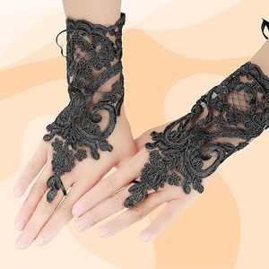 Gants de mariage pour femmes <span class=keywords><strong>Dentelle</strong></span> Blanc Noir Gants de mariage de haute qualité Mitaines Accessoire de fête Gants sexy - Product Image 4