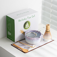 Ensemble de matcha en céramique émaillée personnalisé par le fabricant, 8 pièces, style japonais, texture ondulée, directement de l'usine