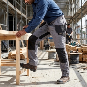 Pantaloni da Lavoro Resistenti Color <span class=keywords><strong>Kaki</strong></span> per Uomo, con Tasche per Ginocchiere, Multi-Tasca, Pantaloni Cargo di Sicurezza Industriale con Passanti per Attrezzi - Product Image 1