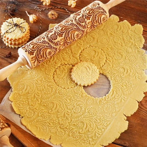 Деревянная скалка для выпечки печенья на Рождество, с тиснением и гравировкой, для домашней кухни - Product Image 5