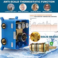 Système de douche thermostatique Homedec 2-en-1 avec pommeau de douche LED à effet pluie/cascade, fixation au plafond et douchette à main, finition nickel brossé