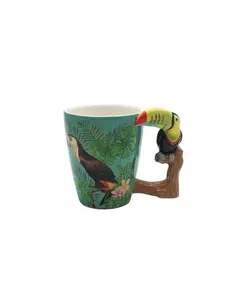 Tropical Rainforest Exotic Keel-billed Toucan Bird 12oz Ceramic Mug Coffee Cup