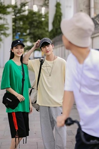 O-Neck Short Sleeve Cotton <b>T</b>-<b>Shirt</b> <b>Men</b> Oversized Solid Color Casual Jersey Fit tshirt Plain Dyed Breathable Knitted <b>T</b> <b>shirt</b> - Product Image 4