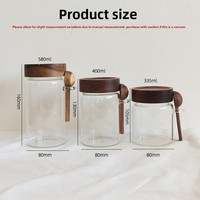 Boîte à thé en bois d'acacia avec couvercle en bois et cuillère en bois pour thé en vrac, sucre, café, sel et flocons d'avoine, pot de rangement écologique et durable