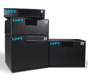 Juego de 4 Cajas de Salto Apilables POWERMAN FITNESS, Caja de Salto de Espuma EPE de Alta Densidad con Cubierta de PVC Antideslizante - Product Image 5