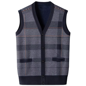 Nouveau Gilet <span class=keywords><strong>Pull</strong></span> sans Manches Tricoté Épais et Chaud pour <span class=keywords><strong>Homme</strong></span>, Col en V, avec Logo Frontal, Collection Automne - Product Image 1