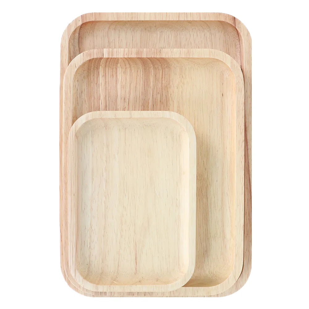 Placa de madeira reutilizável, feita à mão, borracha sólida, retangular, para acessórios de cozinha
