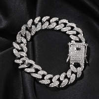 Collier Chaîne Cubaine Miami en Alliage Plaqué Or 18K avec Zircon et Cristal Givré, Style Hip-Hop Rapper, 12mm, Géométrique, Pas Cher