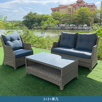 Canapé d'extérieur imperméable, protection solaire, mobilier de loisirs en rotin, combinaison table et chaises pour balcon et terrasse