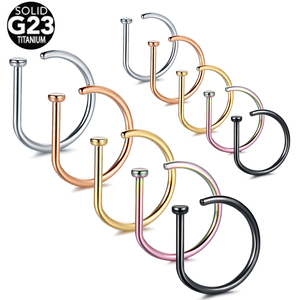 Toptan titanyum burun halkaları burun burun Piercing D şekilli burun çember Piercing göbek takısı Piercing - Product Image 2