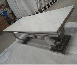 Muebles de comedor modernos Mesa de comedor rectangular Mesa de restaurante de acero inoxidable plateado - Product Image 6