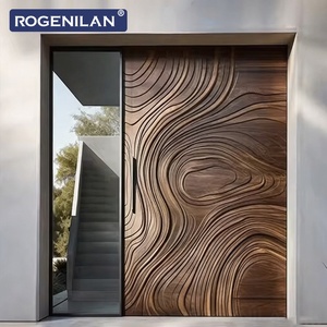 Puerta Principal de Entrada de Aluminio Tallada en 3D Minimalista Rogenilan, Puertas de Seguridad Exteriores Antirrobo para Villas - Product Image 5
