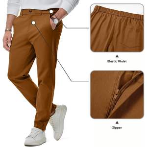 2025 hommes décontracté velours côtelé Joggers pantalon XL 100% coton Anti-rides coloré côté rayure pli formel droit Chino pantalon - Product Image 2