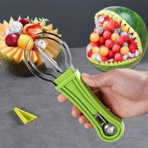 Cortador de Sandía <span class=keywords><strong>Profesional</strong></span> 4 en 1 de Acero Inoxidable, Juego de Herramientas para Tallar Frutas y Verduras, Cortador de Frutas, Descorazonador de Frutas - Product Image 6