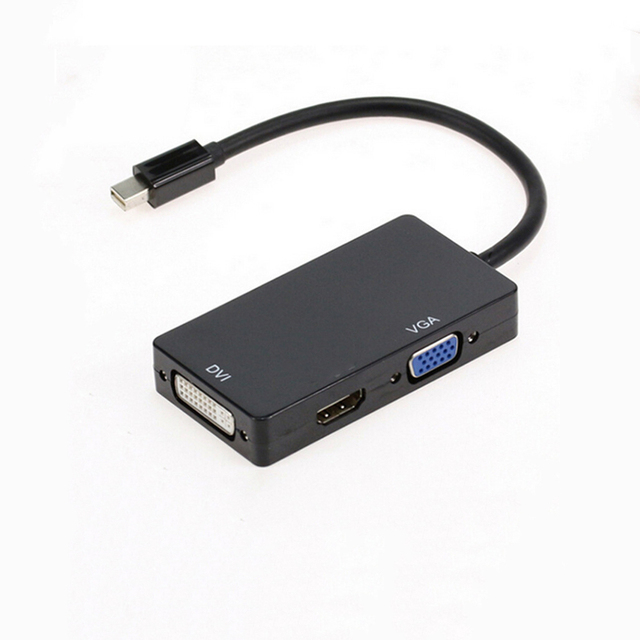 Universal 3 in 1 Mini DP to Hdtv/VGA/DVI Cable Adapter Thunderbolt to DisplayPort Converter Compatible for Apple
