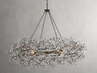 Guirlande de luxe en forme de branche d'arbre ronde, hôtel, hall, duplex, villa, anneau décoratif, lustre en cristal, pendentif en cristal, lumière de fleur