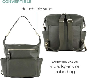 Best-seller Sacs à dos en cuir végan <span class=keywords><strong>pour</strong></span> maman PU Sacs <span class=keywords><strong>pour</strong></span> femmes Fourre-tout Convertible Hobo Sac à dos Sac à couches avec matelas à langer - Product Image 4