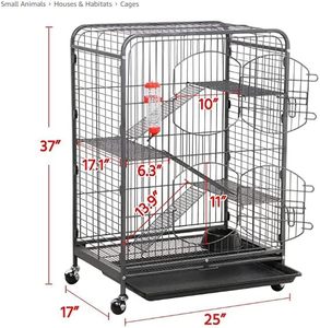 <span class=keywords><strong>Prix</strong></span> usine 37.2 pouces noir métal massif furet Chinchillas chats <span class=keywords><strong>Cage</strong></span> petits animaux maison bouton 3 échelles 2 portes d'entrée - Product Image 3
