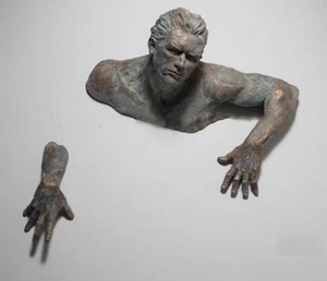 Bán buôn Chất lượng cao người đàn ông treo tường điêu khắc tác phẩm điêu khắc để bán tùy chỉnh Tự làm trang trí nhà sợi thủy tinh 3D Nhà Tư Tưởng người đàn ông - Product Image 4