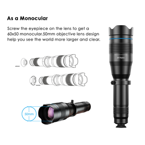 Apexel mới mạnh mẽ tất cả điện thoại thông minh HD quang học 60x kính viễn vọng một mắt ống kính với chân máy mở rộng cho <span class=keywords><strong>iPhone</strong></span> Samsung - Product Image 4