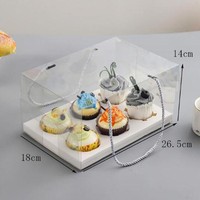 Boîte à cupcakes transparente en PVC recyclé avec poignée transparente pour l'emballage de nouilles et de jus