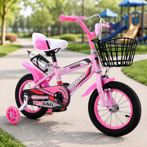 Bicicletta Rosa per Bambini con Rotelle Stabilizzatrici 12 Pollici Monovelocità con Cestino per Bambine e Bambini - Product Image 5
