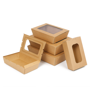 Boîte à Boissons en Papier Kraft Écologique Boîte à Déjeuner Jetable pour Aliments Fenêtre PET / PLA Pique-Nique Barbecue Dessert Gâteau Fruit Emballage - Product Image 6