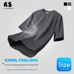 Maglietta Casual da uomo e donna a maniche corte in cotone 100% fresca elastica spalla destra 230g modello solido stesso stile di 'maestro' - Product Image 3