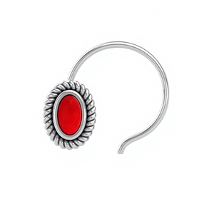 Indian Mores 925 Sterling <b>Silver</b> Round Garnet Gemstone <b>Nose</b> Pin Refined Cup Setting Indian Fashion Jewelry for Women Girls - Product Image 3